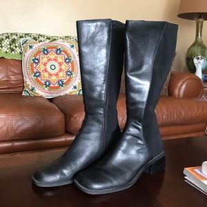Black leather boots